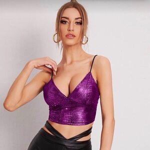 SHEIN Fuchsia and Black Croc Print Top